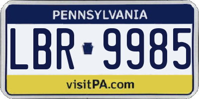 PA license plate LBR9985