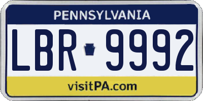 PA license plate LBR9992