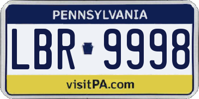 PA license plate LBR9998