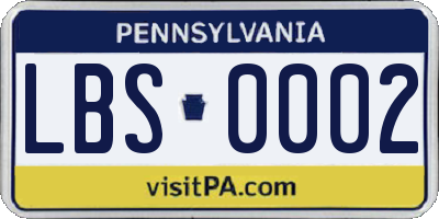 PA license plate LBS0002
