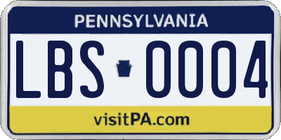 PA license plate LBS0004