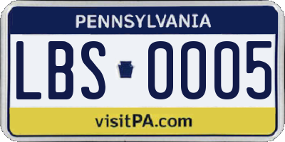 PA license plate LBS0005