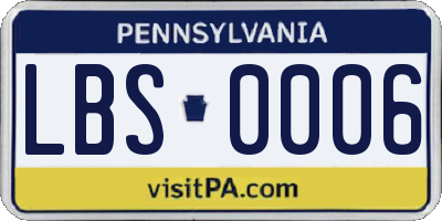 PA license plate LBS0006