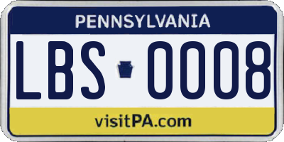 PA license plate LBS0008