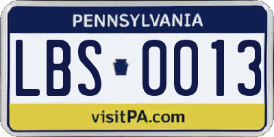 PA license plate LBS0013