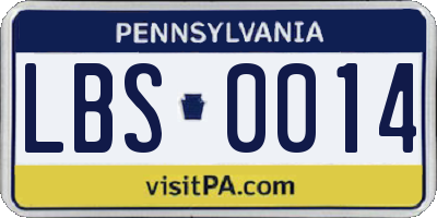 PA license plate LBS0014