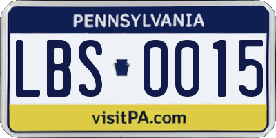 PA license plate LBS0015