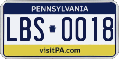 PA license plate LBS0018