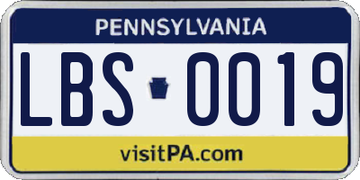 PA license plate LBS0019