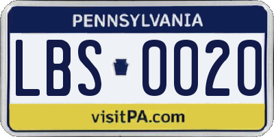 PA license plate LBS0020