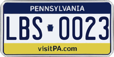 PA license plate LBS0023