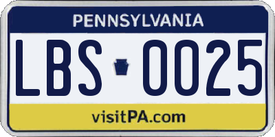 PA license plate LBS0025