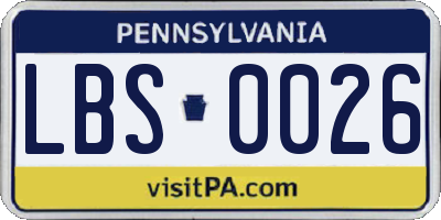 PA license plate LBS0026