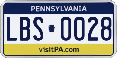 PA license plate LBS0028