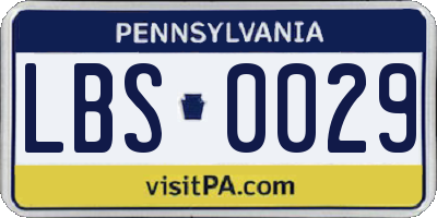 PA license plate LBS0029
