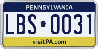 PA license plate LBS0031