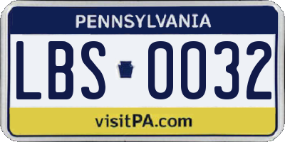 PA license plate LBS0032