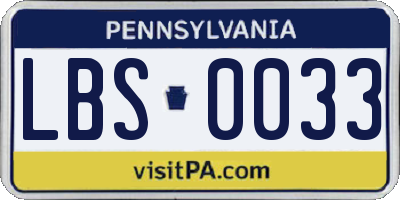 PA license plate LBS0033