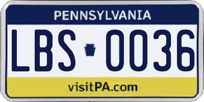 PA license plate LBS0036