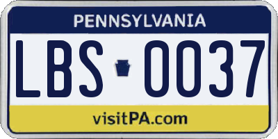 PA license plate LBS0037