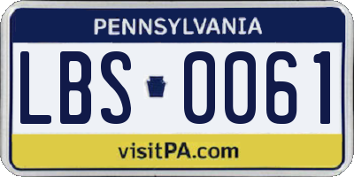 PA license plate LBS0061