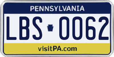 PA license plate LBS0062