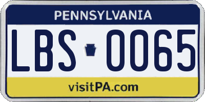 PA license plate LBS0065