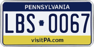 PA license plate LBS0067