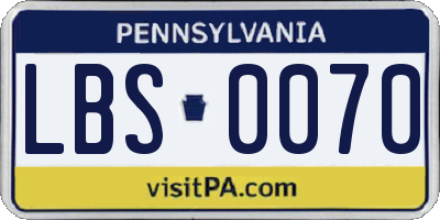 PA license plate LBS0070