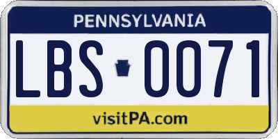 PA license plate LBS0071