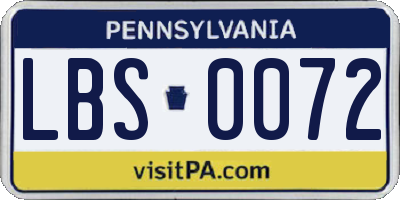 PA license plate LBS0072