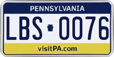 PA license plate LBS0076