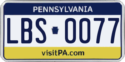 PA license plate LBS0077