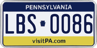 PA license plate LBS0086