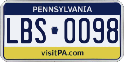 PA license plate LBS0098
