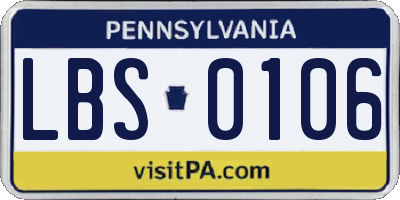 PA license plate LBS0106