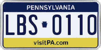 PA license plate LBS0110