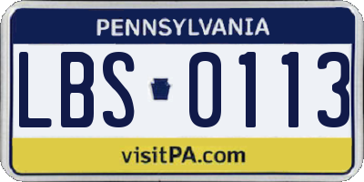 PA license plate LBS0113
