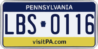 PA license plate LBS0116