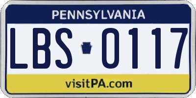 PA license plate LBS0117