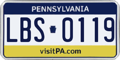 PA license plate LBS0119