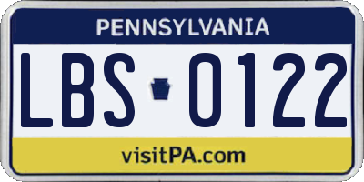 PA license plate LBS0122