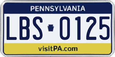 PA license plate LBS0125