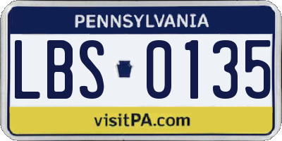 PA license plate LBS0135