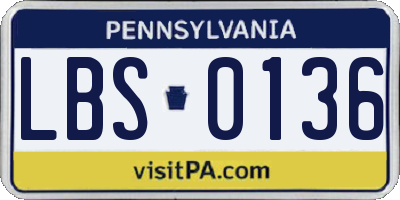 PA license plate LBS0136
