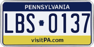 PA license plate LBS0137