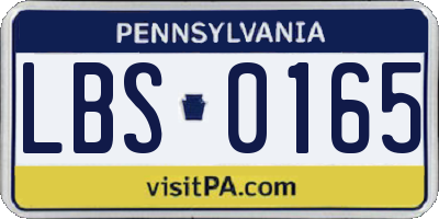 PA license plate LBS0165