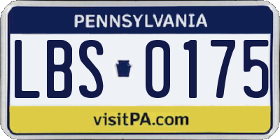 PA license plate LBS0175