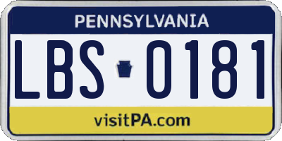 PA license plate LBS0181