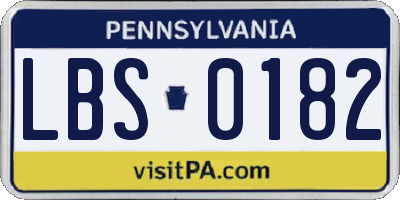 PA license plate LBS0182